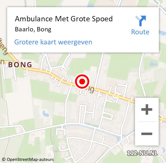 Locatie op kaart van de 112 melding: Ambulance Met Grote Spoed Naar Baarlo, Bong op 25 maart 2014 12:49