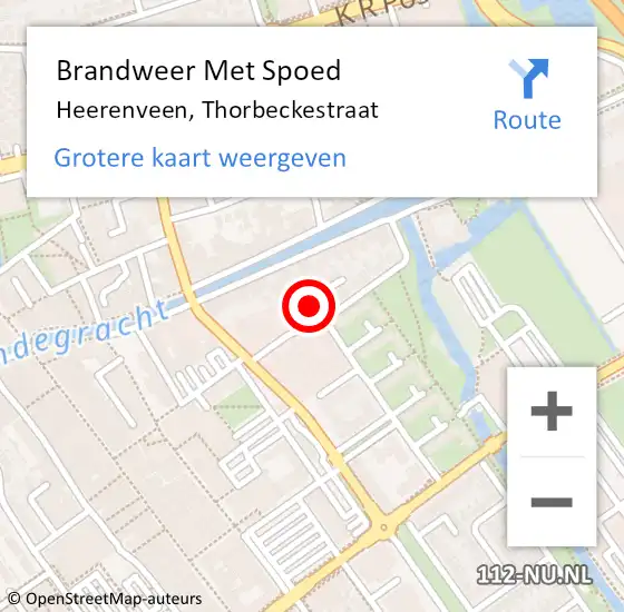 Locatie op kaart van de 112 melding: Brandweer Met Spoed Naar Heerenveen, Thorbeckestraat op 5 maart 2019 12:38