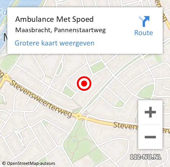 Locatie op kaart van de 112 melding: Ambulance Met Spoed Naar Maasbracht, Pannenstaartweg op 5 maart 2019 13:10
