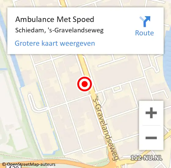 Locatie op kaart van de 112 melding: Ambulance Met Spoed Naar Schiedam, 's-Gravelandseweg op 5 maart 2019 18:42