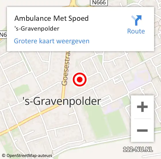 Locatie op kaart van de 112 melding: Ambulance Met Spoed Naar 's-Gravenpolder op 5 maart 2019 22:25
