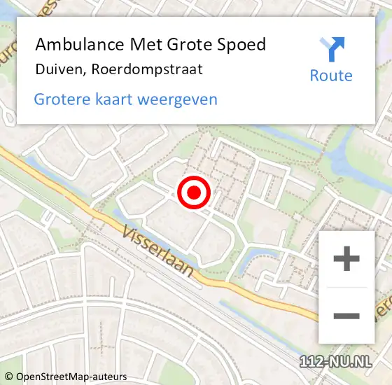 Locatie op kaart van de 112 melding: Ambulance Met Grote Spoed Naar Duiven, Roerdompstraat op 25 maart 2014 13:49