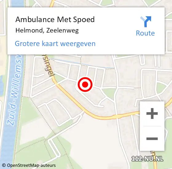Locatie op kaart van de 112 melding: Ambulance Met Spoed Naar Helmond, Zeelenweg op 6 maart 2019 12:12