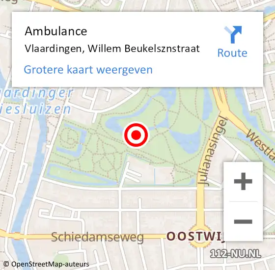 Locatie op kaart van de 112 melding: Ambulance Vlaardingen, Willem Beukelsznstraat op 6 maart 2019 14:17