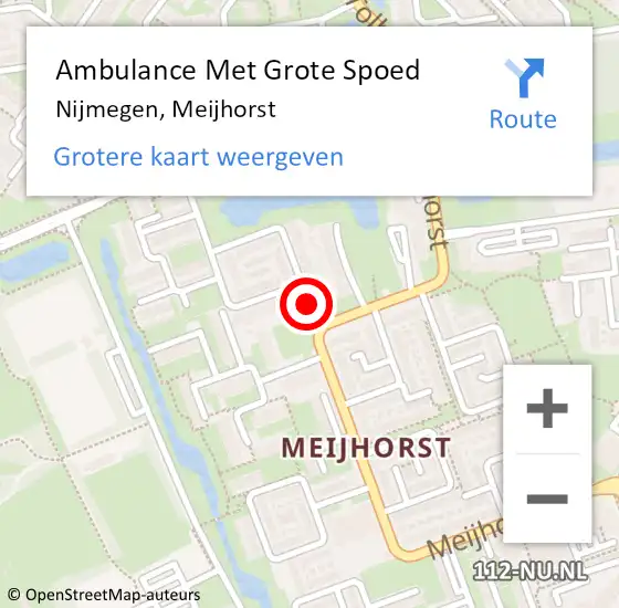 Locatie op kaart van de 112 melding: Ambulance Met Grote Spoed Naar Nijmegen, Meijhorst op 6 maart 2019 16:59