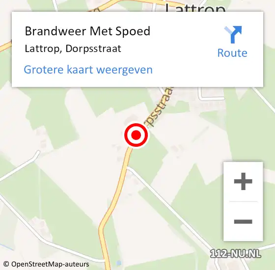 Locatie op kaart van de 112 melding: Brandweer Met Spoed Naar Lattrop, Dorpsstraat op 6 maart 2019 17:38