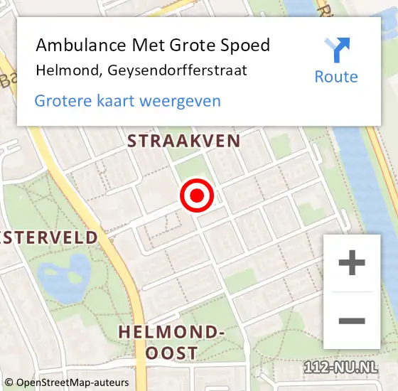 Locatie op kaart van de 112 melding: Ambulance Met Grote Spoed Naar Helmond, Geysendorfferstraat op 6 maart 2019 17:46