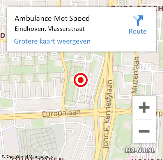 Locatie op kaart van de 112 melding: Ambulance Met Spoed Naar Eindhoven, Vlasserstraat op 6 maart 2019 22:19