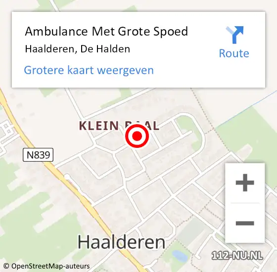 Locatie op kaart van de 112 melding: Ambulance Met Grote Spoed Naar Haalderen, De Halden op 7 maart 2019 00:10
