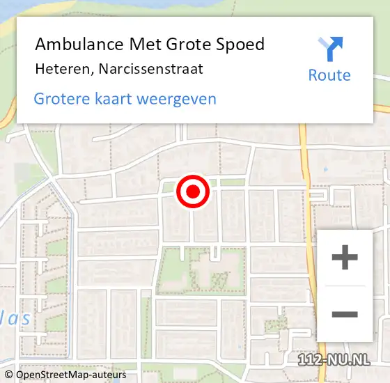 Locatie op kaart van de 112 melding: Ambulance Met Grote Spoed Naar Heteren, Narcissenstraat op 7 maart 2019 07:36