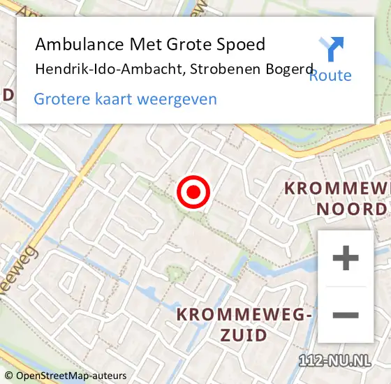 Locatie op kaart van de 112 melding: Ambulance Met Grote Spoed Naar Hendrik-Ido-Ambacht, Strobenen Bogerd op 7 maart 2019 08:13