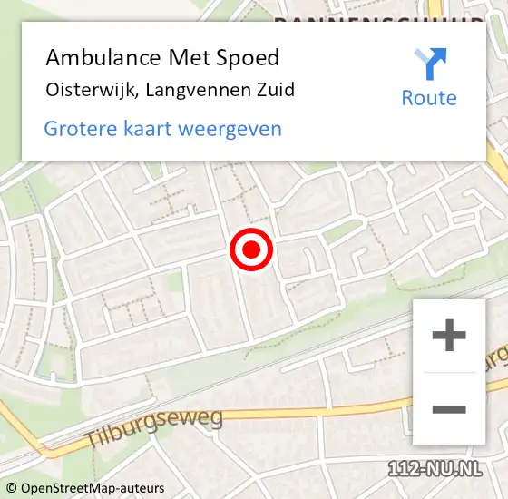 Locatie op kaart van de 112 melding: Ambulance Met Spoed Naar Oisterwijk, Langvennen Zuid op 7 maart 2019 14:20