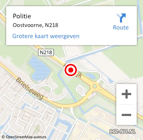 Locatie op kaart van de 112 melding: Politie Oostvoorne, N218 op 7 maart 2019 15:21