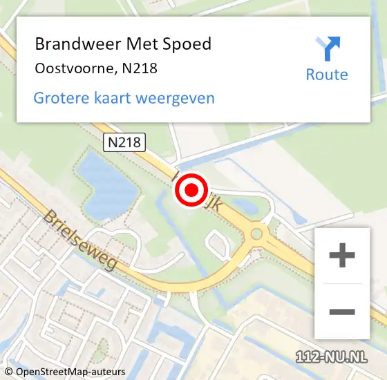 Locatie op kaart van de 112 melding: Brandweer Met Spoed Naar Oostvoorne, N218 op 7 maart 2019 15:22