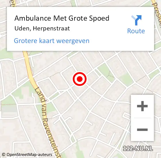 Locatie op kaart van de 112 melding: Ambulance Met Grote Spoed Naar Uden, Herpenstraat op 7 maart 2019 17:08