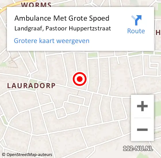 Locatie op kaart van de 112 melding: Ambulance Met Grote Spoed Naar Landgraaf, Pastoor Huppertzstraat op 25 maart 2014 16:40