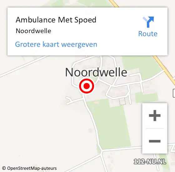 Locatie op kaart van de 112 melding: Ambulance Met Spoed Naar Noordwelle op 7 maart 2019 21:24