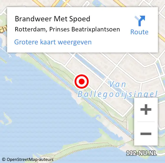 Locatie op kaart van de 112 melding: Brandweer Met Spoed Naar Rotterdam, Prinses Beatrixplantsoen op 7 maart 2019 23:12