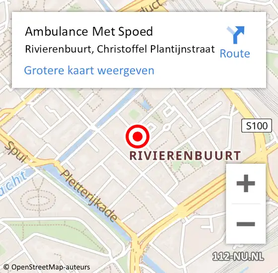 Locatie op kaart van de 112 melding: Ambulance Met Spoed Naar Rivierenbuurt, Christoffel Plantijnstraat op 8 maart 2019 07:44