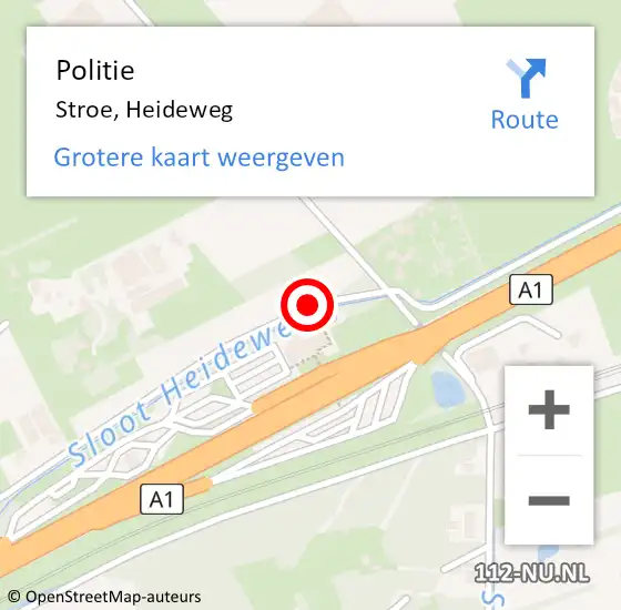 Locatie op kaart van de 112 melding: Politie Stroe, Heideweg op 8 maart 2019 11:14