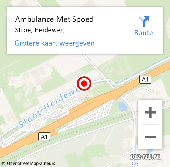 Locatie op kaart van de 112 melding: Ambulance Met Spoed Naar Stroe, Heideweg op 8 maart 2019 11:15