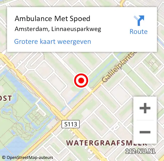 Locatie op kaart van de 112 melding: Ambulance Met Spoed Naar Amsterdam, Linnaeusparkweg op 8 maart 2019 11:31