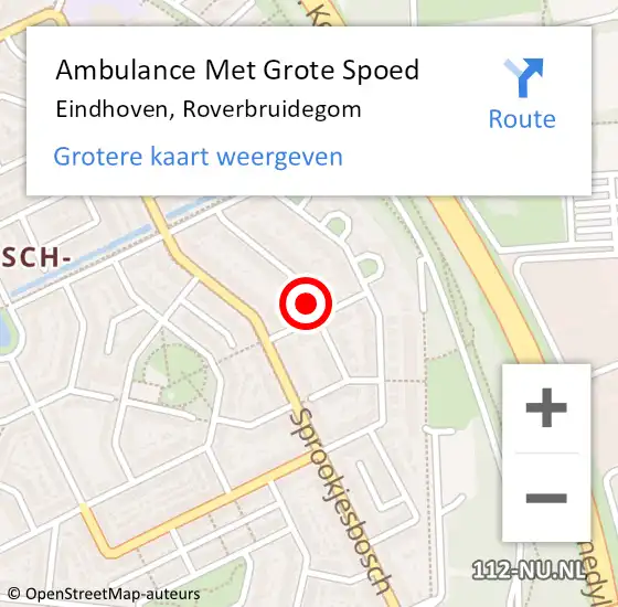 Locatie op kaart van de 112 melding: Ambulance Met Grote Spoed Naar Eindhoven, Roverbruidegom op 8 maart 2019 13:38