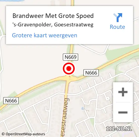 Locatie op kaart van de 112 melding: Brandweer Met Grote Spoed Naar 's-Gravenpolder, Goesestraatweg op 8 maart 2019 16:51