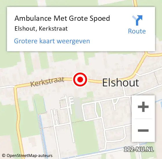 Locatie op kaart van de 112 melding: Ambulance Met Grote Spoed Naar Elshout, Kerkstraat op 8 maart 2019 16:56