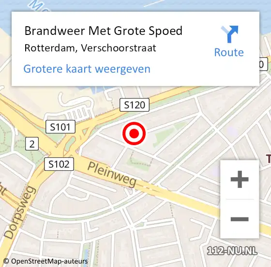 Locatie op kaart van de 112 melding: Brandweer Met Grote Spoed Naar Rotterdam, Verschoorstraat op 9 maart 2019 01:49