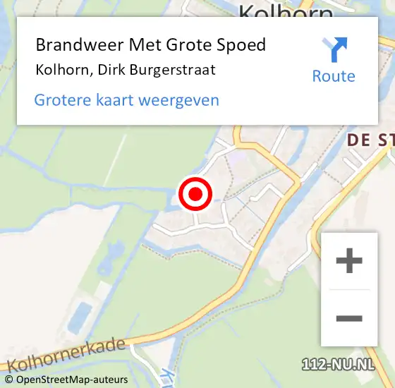 Locatie op kaart van de 112 melding: Brandweer Met Grote Spoed Naar Kolhorn, Dirk Burgerstraat op 25 maart 2014 18:55