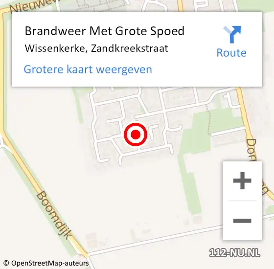 Locatie op kaart van de 112 melding: Brandweer Met Grote Spoed Naar Wissenkerke, Zandkreekstraat op 9 maart 2019 03:38
