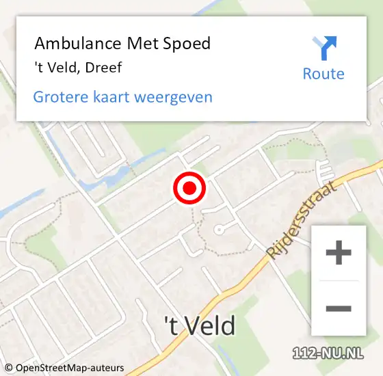 Locatie op kaart van de 112 melding: Ambulance Met Spoed Naar 't Veld, Dreef op 9 maart 2019 07:37