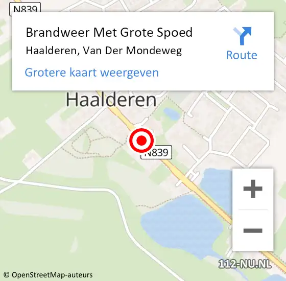 Locatie op kaart van de 112 melding: Brandweer Met Grote Spoed Naar Haalderen, Van Der Mondeweg op 9 maart 2019 10:05