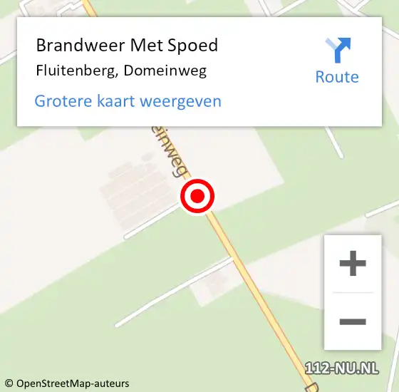 Locatie op kaart van de 112 melding: Brandweer Met Spoed Naar Fluitenberg, Domeinweg op 9 maart 2019 15:29