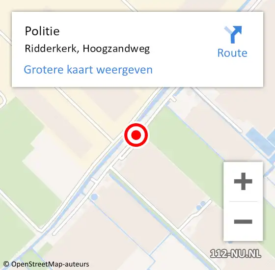 Locatie op kaart van de 112 melding: Politie Ridderkerk, Hoogzandweg op 9 maart 2019 16:14
