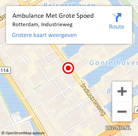 Locatie op kaart van de 112 melding: Ambulance Met Grote Spoed Naar Rotterdam, Industrieweg op 9 maart 2019 16:47