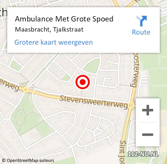 Locatie op kaart van de 112 melding: Ambulance Met Grote Spoed Naar Maasbracht, Tjalkstraat op 9 maart 2019 22:54