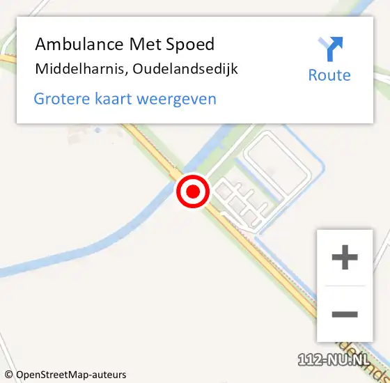 Locatie op kaart van de 112 melding: Ambulance Met Spoed Naar Middelharnis, Oudelandsedijk op 10 maart 2019 04:06