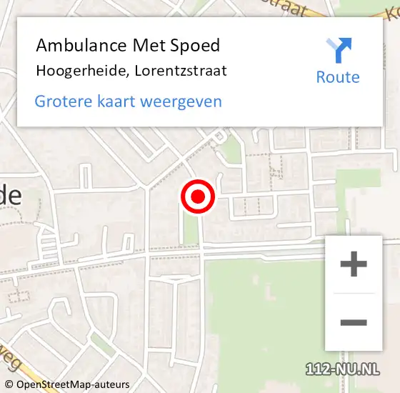 Locatie op kaart van de 112 melding: Ambulance Met Spoed Naar Hoogerheide, Lorentzstraat op 10 maart 2019 10:41