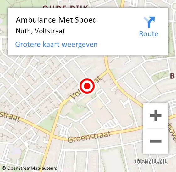 Locatie op kaart van de 112 melding: Ambulance Met Spoed Naar Nuth, Voltstraat op 10 maart 2019 11:45