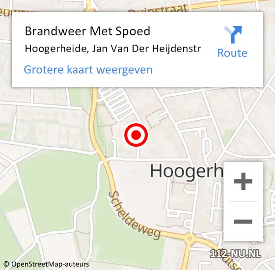 Locatie op kaart van de 112 melding: Brandweer Met Spoed Naar Hoogerheide, Jan Van Der Heijdenstr op 10 maart 2019 14:05