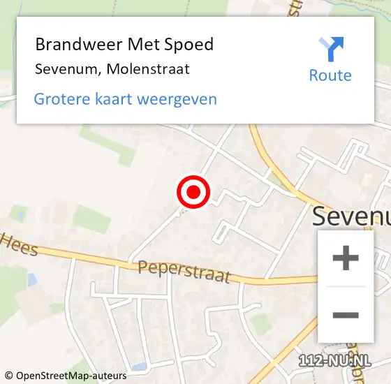 Locatie op kaart van de 112 melding: Brandweer Met Spoed Naar Sevenum, Molenstraat op 10 maart 2019 14:08
