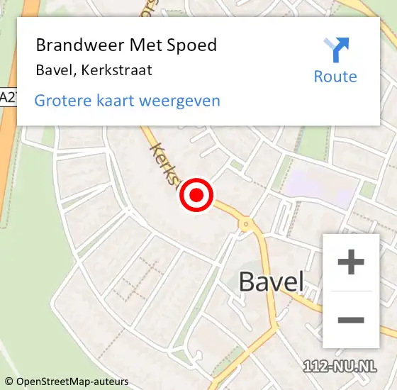 Locatie op kaart van de 112 melding: Brandweer Met Spoed Naar Bavel, Kerkstraat op 10 maart 2019 14:30