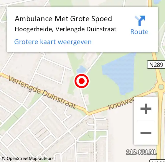 Locatie op kaart van de 112 melding: Ambulance Met Grote Spoed Naar Hoogerheide, Verlengde Duinstraat op 10 maart 2019 14:40