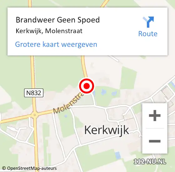 Locatie op kaart van de 112 melding: Brandweer Geen Spoed Naar Kerkwijk, Molenstraat op 10 maart 2019 16:06