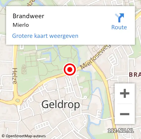 Locatie op kaart van de 112 melding: Brandweer Geldrop op 10 maart 2019 17:46