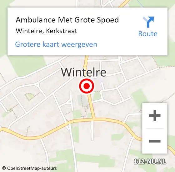 Locatie op kaart van de 112 melding: Ambulance Met Grote Spoed Naar Wintelre, Kerkstraat op 10 maart 2019 20:37