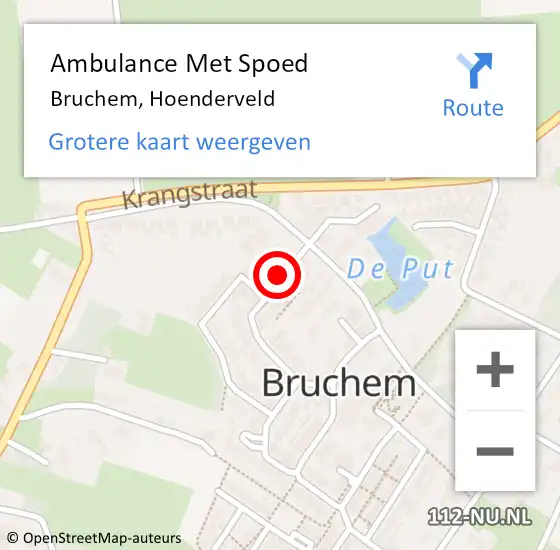 Locatie op kaart van de 112 melding: Ambulance Met Spoed Naar Bruchem, Hoenderveld op 11 maart 2019 02:29