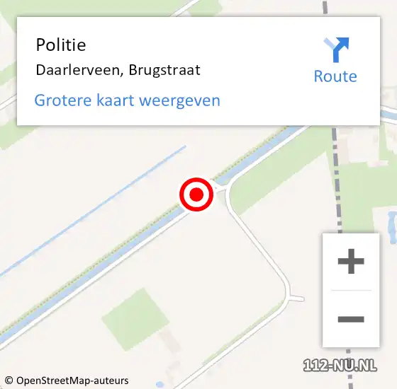 Locatie op kaart van de 112 melding: Politie Daarlerveen, Brugstraat op 11 maart 2019 06:10